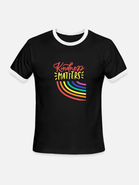 Blue Inspirational Quote Kindness Matters Class - Men's Ringer T-Shirt - black/white