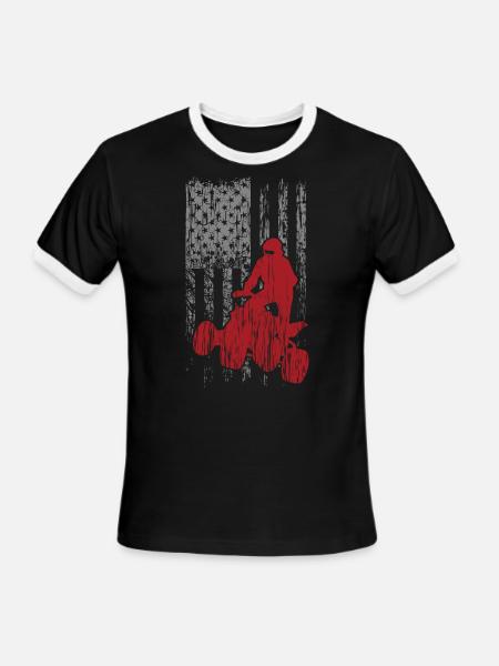 ATV Quad USA Flag Grunge - Men's Ringer T-Shirt - black/white