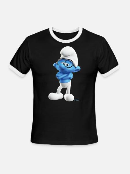 The Smurfs Gift Brainy Smurf - Men's Ringer T-Shirt - black/white