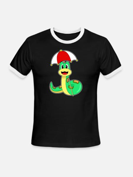 Snake Umbrella - Men's Ringer T-Shirt - black/white