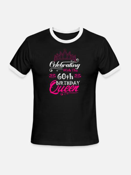 Celebrating With The 60th Birthday Queen - Men's Ringer T-Shirt - black/white
