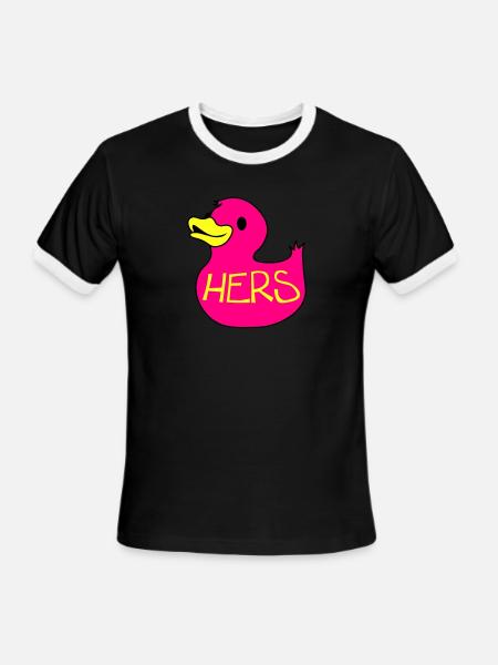 rubber duckie hers - Men's Ringer T-Shirt - black/white