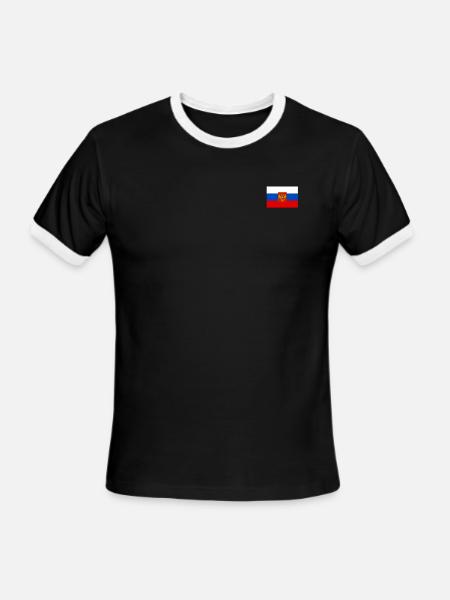 Drapeau russe Poccna Cool Drapeaux russes - T-shirt à bandes contrastées pour hommes   - noir/blanc