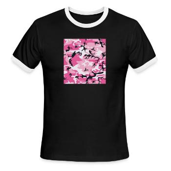 Pink Camo Camouflage - Men's Ringer T-Shirt - black/white - Front - Jackson (183cm)
