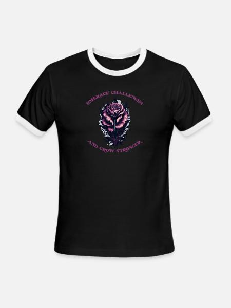 EMBRACE CHALLENGES AND GROW STRONGER - Men's Ringer T-Shirt - black/white