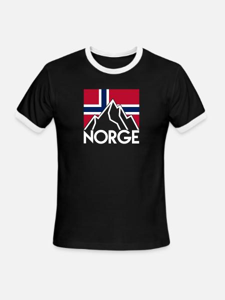Norge - Men's Ringer T-Shirt - black/white