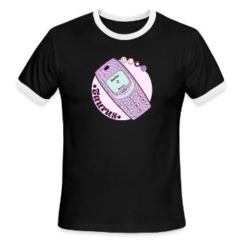 Vintage Phone Taurus - Men's Ringer T-Shirt - black/white - Front - Jackson (183cm)