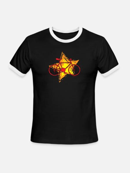 Red Bike Star - Men's Ringer T-Shirt - black/white