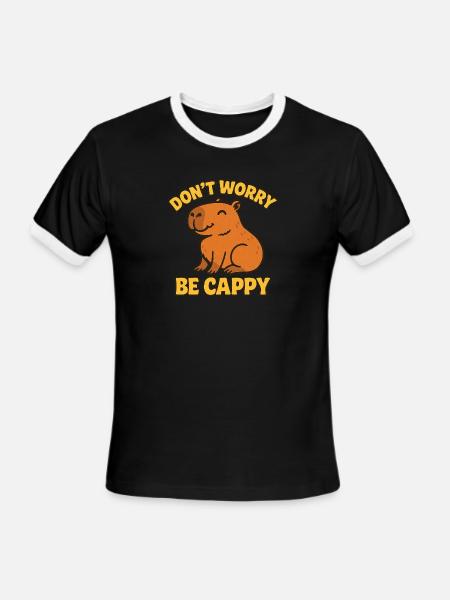 Don't Worry Be Cappy - Men's Ringer T-Shirt - black/white