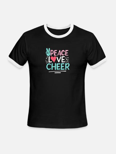 Peace Love Cheer - Men's Ringer T-Shirt - black/white