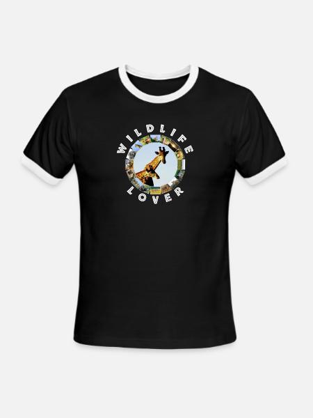 Wildlife Lover Blue Sky Giraffes - Men's Ringer T-Shirt - black/white