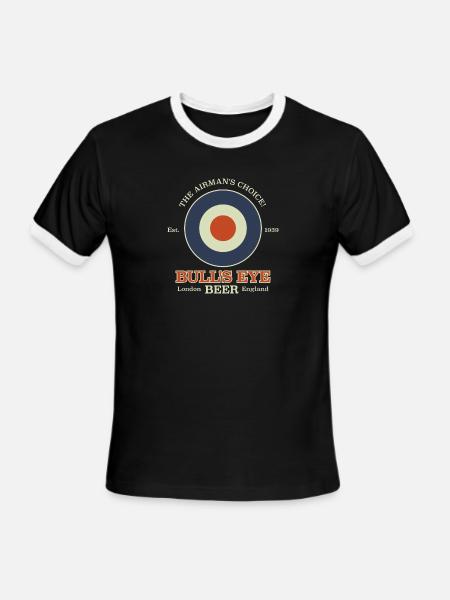 WW2 Bulls Eye Beer aesthetic - Men's Ringer T-Shirt - black/white