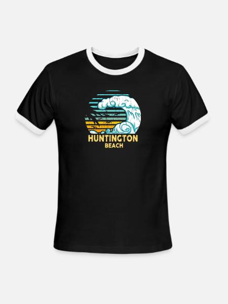 Huntington Beach Vacation - Men's Ringer T-Shirt - black/white