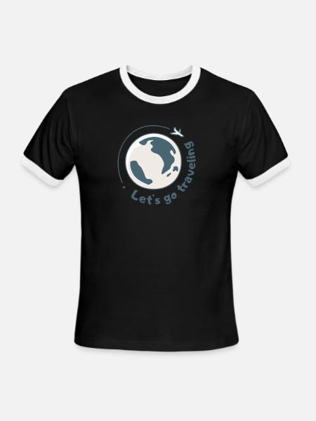 Lets go traveling - Men's Ringer T-Shirt - black/white