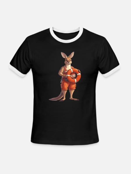 Lifeguard Kangaroo on Duty - Men's Ringer T-Shirt - black/white