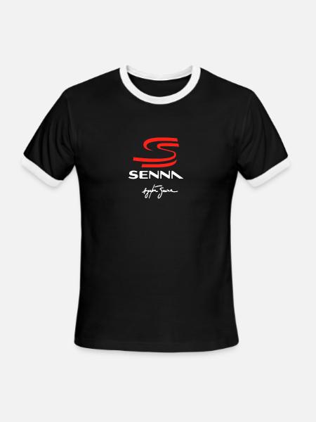 ayrton senna logo - Men's Ringer T-Shirt - black/white