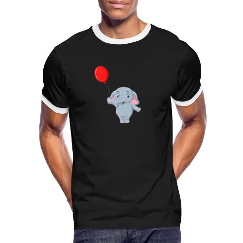 Baby Elephant Holding A Balloon - Men's Ringer T-Shirt