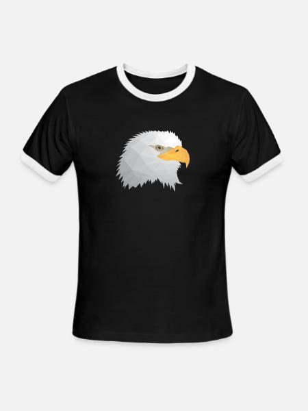Eagle Low Poly - Men's Ringer T-Shirt - black/white