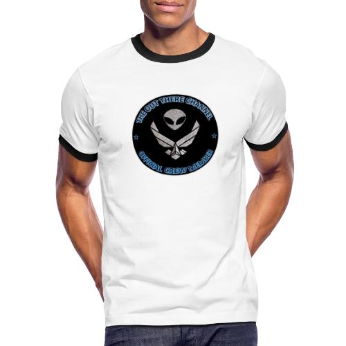 BlackOpsTransBigger1 Front with Mr Grey Back Logo - Men's Ringer T-Shirt