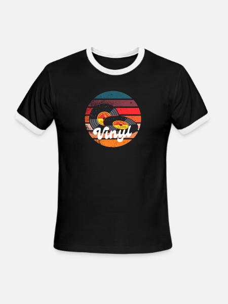 Vinyl Record - Men's Ringer T-Shirt - black/white