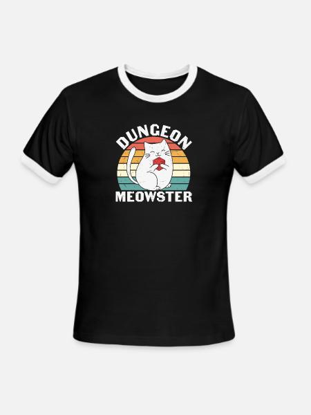 Dungeon meowster - Men's Ringer T-Shirt - black/white