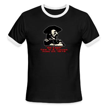 Gen George Custer Oh Crap ©WhiteTigerLLC.Com - Men's Ringer T-Shirt - black/white - Front - Jackson (183cm)
