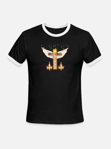 GOD BLESS T SHIRT - Men's Ringer T-Shirt - black/white