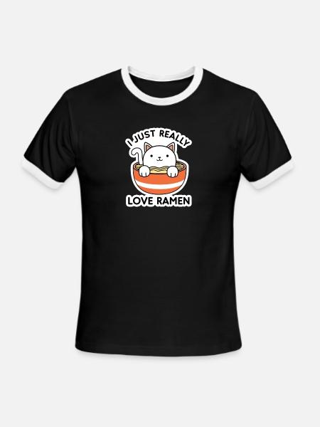 I Just Really Love Ramen - Men's Ringer T-Shirt - black/white
