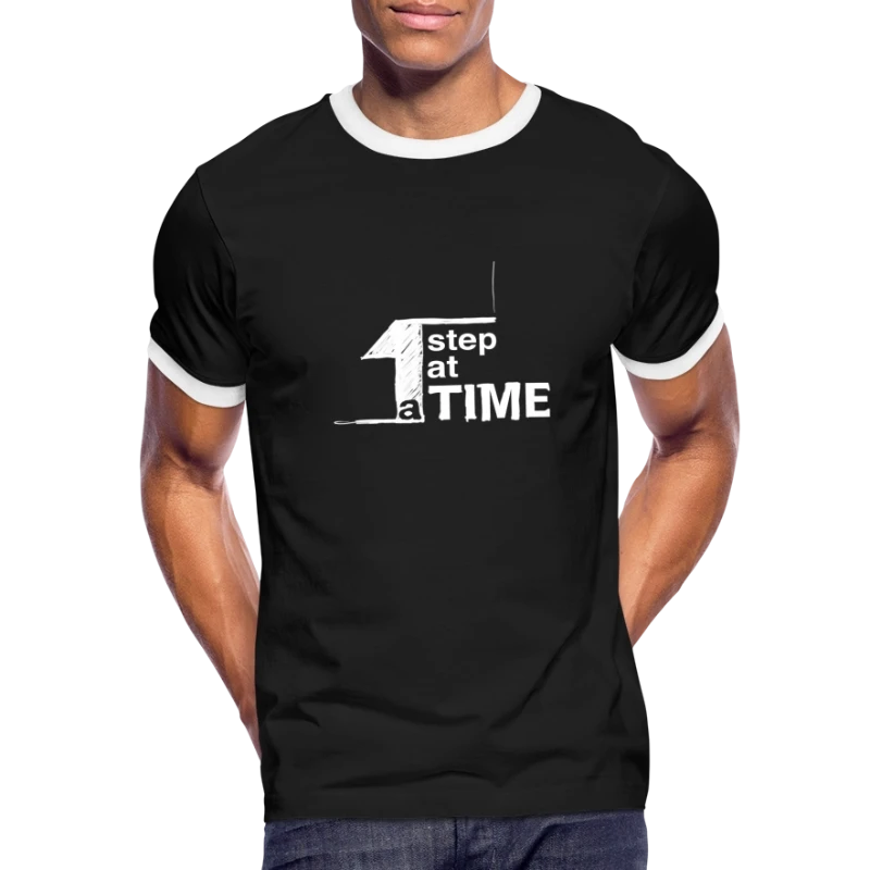 One Step At Time (w) - Men's Ringer T-Shirt