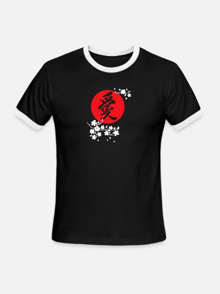 Cherry Blossom Flower - Men's Ringer T-Shirt - black/white
