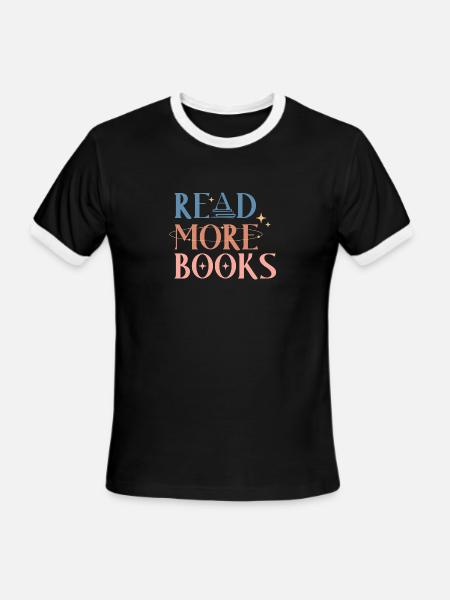 Read More Books - Men's Ringer T-Shirt - black/white