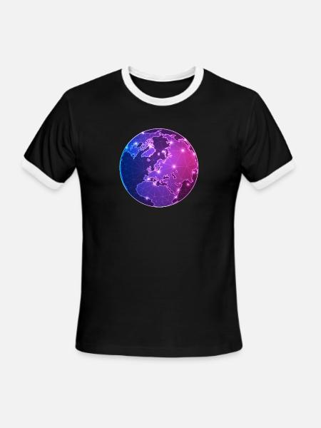 Geometric World Map - Men's Ringer T-Shirt - black/white