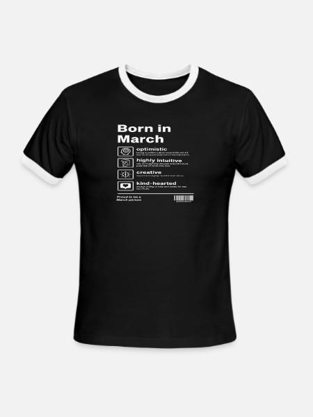 Born in March - Men's Ringer T-Shirt - black/white