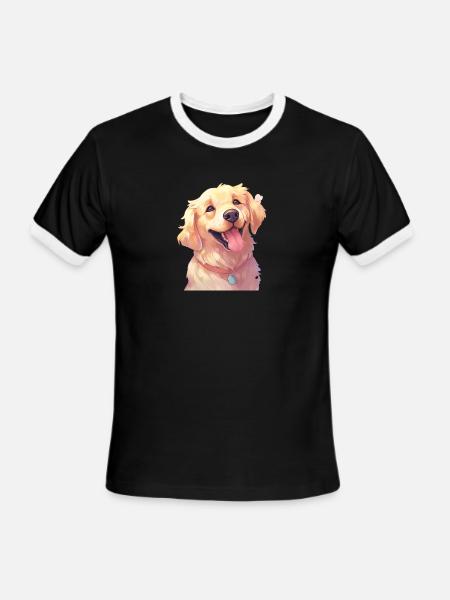 Golden Retriever Art - Men's Ringer T-Shirt - black/white