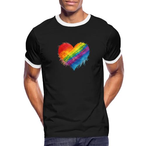 Watercolor Rainbow Pride Heart - LGBTQ LGBT Pride - Men's Ringer T-Shirt