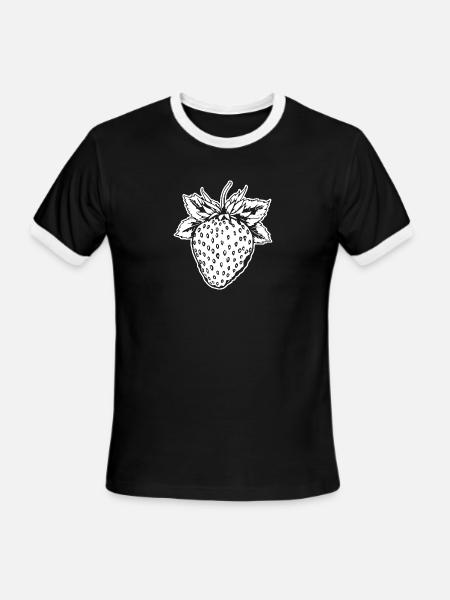 Strawberry Fruit Berries - Men's Ringer T-Shirt - black/white
