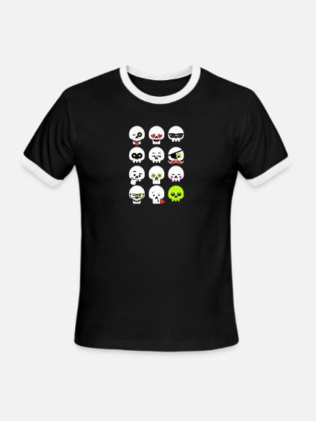 Faces Skull - Men's Ringer T-Shirt - black/white