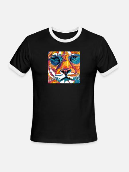 reggae tiger - Men's Ringer T-Shirt - black/white