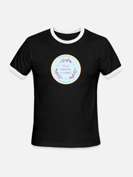 Pray without ceasing - Men's Ringer T-Shirt - black/white