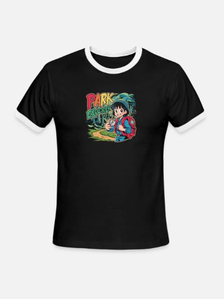 Park explore - Men's Ringer T-Shirt - black/white