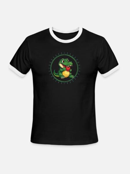 Alligator Apple Cute - Men's Ringer T-Shirt - black/white