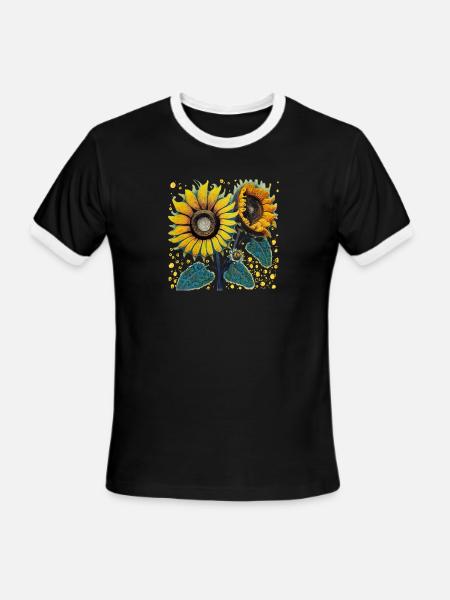 Amazing sunflowers - Men's Ringer T-Shirt - black/white