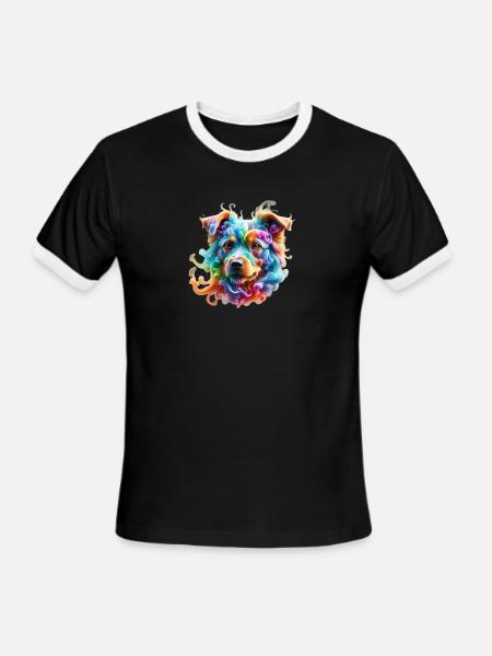 Dog logo for Dog lover - Men's Ringer T-Shirt - black/white
