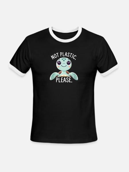 Not Plastic, Please - Men's Ringer T-Shirt - black/white