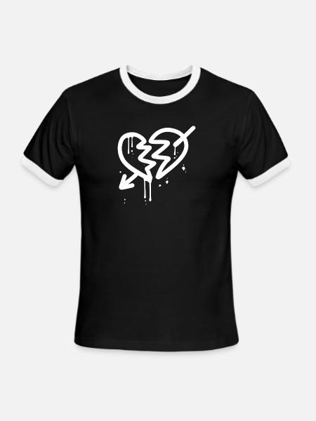 Broken Heart Arrow - Men's Ringer T-Shirt - black/white