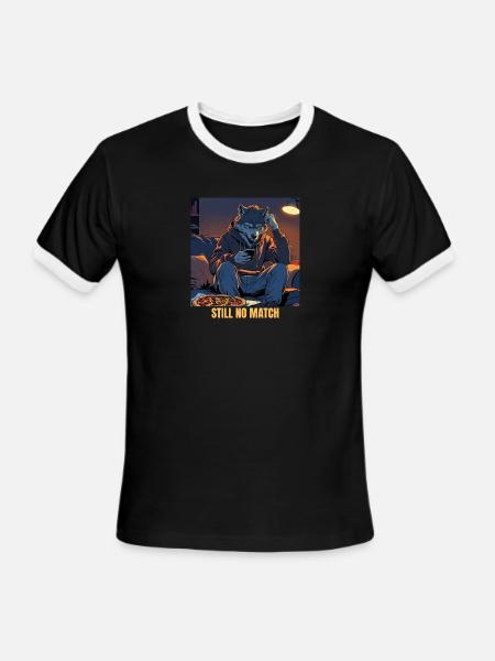 Lunar Swipe Blues - Men's Ringer T-Shirt - black/white