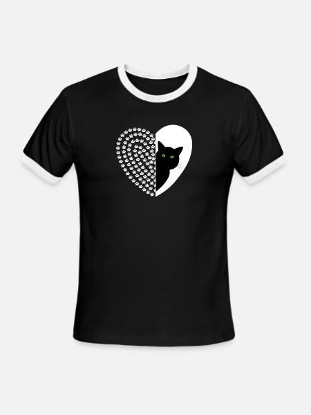 black and white cat - Men's Ringer T-Shirt - black/white