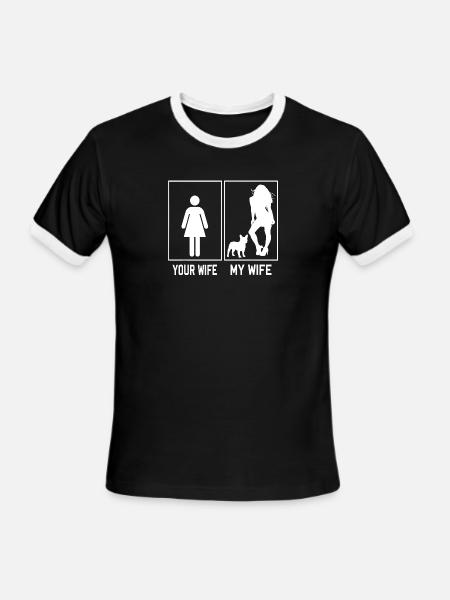 Your Wife My Wife French Bulldog Funny Frenchie - Men's Ringer T-Shirt - black/white