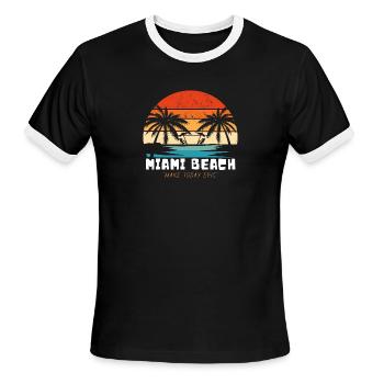 Miami City Skyline Harbour Beach Classic T-Shirt - Men's Ringer T-Shirt - black/white - Front - Jackson (183cm)