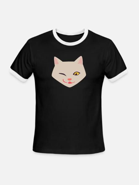 Cat Face Funny - Men's Ringer T-Shirt - black/white